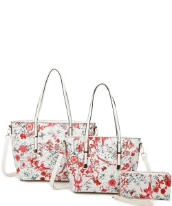 3 in 1 Fashion Floral Shopper Set H21131T3 RED